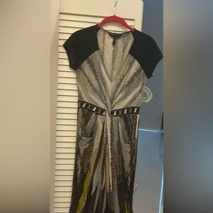 BCBG Max Azria "Ariana" Snakeskin Striped Twisted Dress w/ Cap Sleeves, Size XS